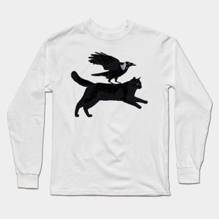 Black Cat And Crow Funny Long Sleeve T-Shirt